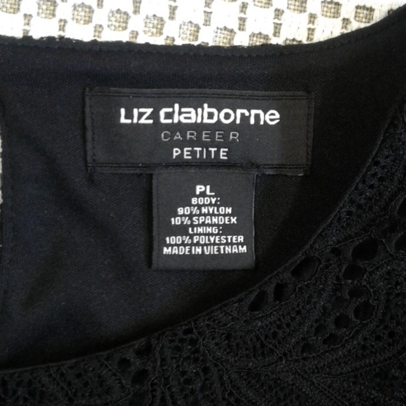 Liz Claiborne pretty lace black short sleeved top - Picture 7 of 12